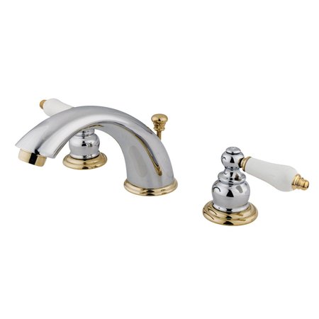 KINGSTON BRASS KB974B Widespread Bathroom Faucet, Polished Chrome/Polished Brass KB974B